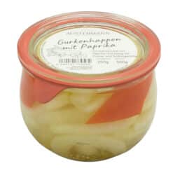 Hofladen Austermann-Gurkenhappen mit Paprika-0,5 L im Glas